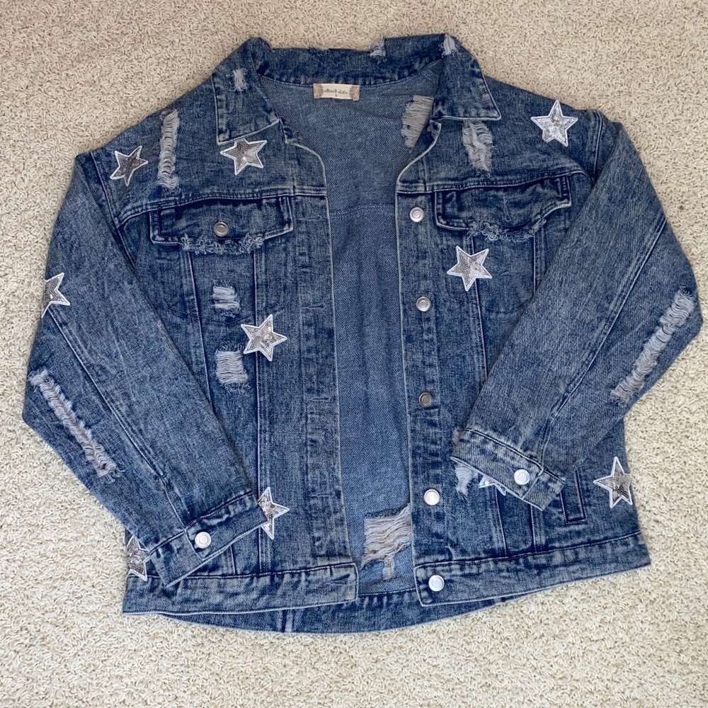 Altar'd State Distressed Denim Star Jacket